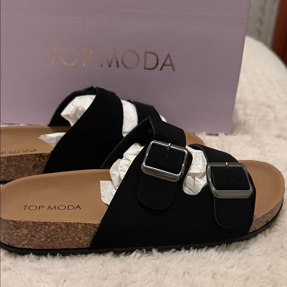 TOP Moda Black Nubuck Footwear